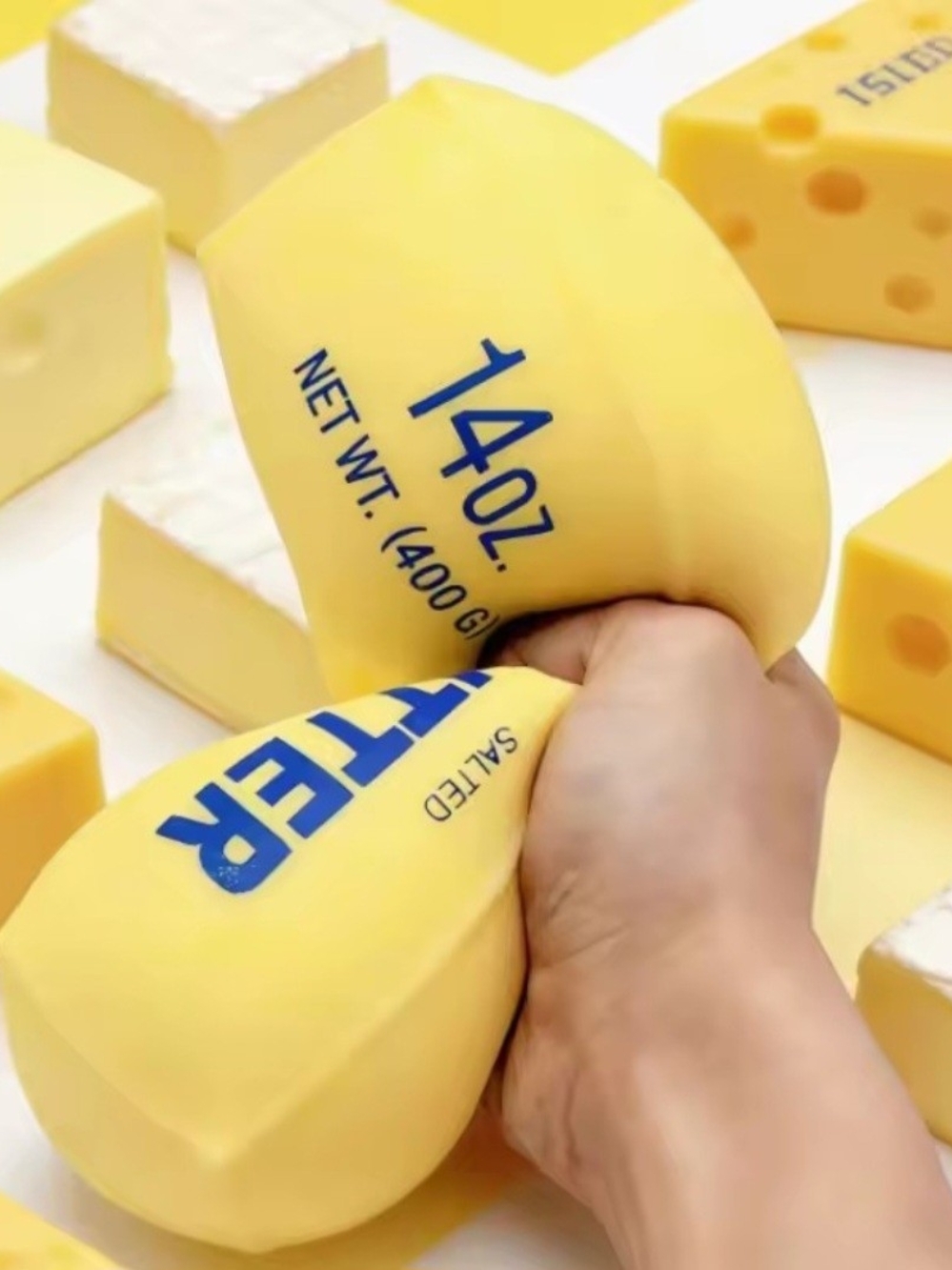 Squishy Cheese Stress Toy - Yellow